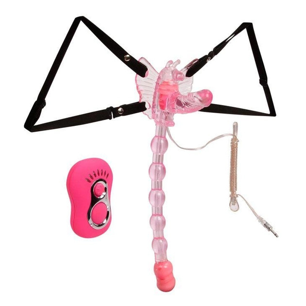 Клиторальный вибратор с хвостом для анальной стимуляции Baile Strap-on Butterfly цвет розовый (00293016000000000) - изображение 2