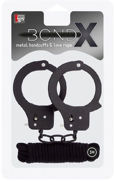 Набір Bondx Metal Cuffs & Love Rope Set колір чорний (15940005000000000) - зображення 1