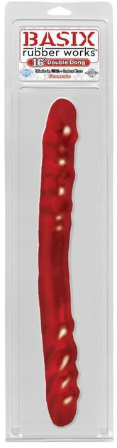 Двухсторонний фаллоимитатор Basix Rubber Works - 16 Double Dong цвет красный (08565015000000000) - изображение 2