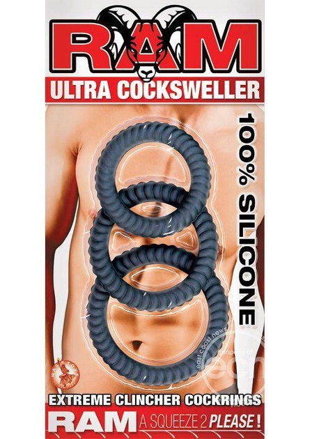 Комплект эрекционных колец из силикона Ram Ultra Cocksweller Silicone Cock Rings цвет черный (11848005000000000) - изображение 2