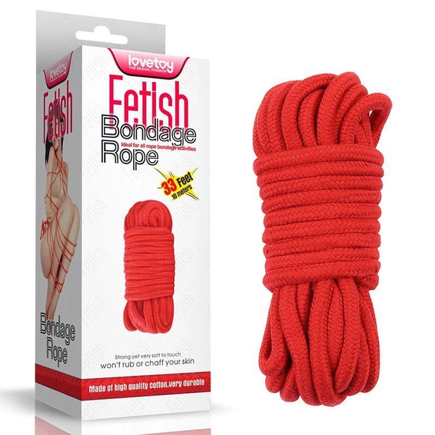 Бондажная мотузка Fetish Bondage Rope 10м колір червоний (+18950015000000000) - зображення 1