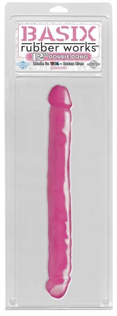 Фалоімітатор Pipedream Basix Rubber Works - 12 Double Dong Pink (08567000000000000) - зображення 2