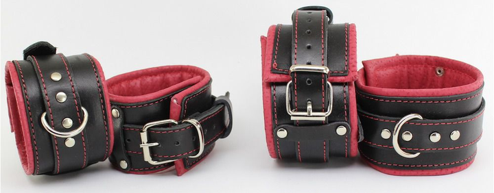 Чорно-червоний комплект наручників і поножі Scappa розмір M (21675000008000000) - зображення 1