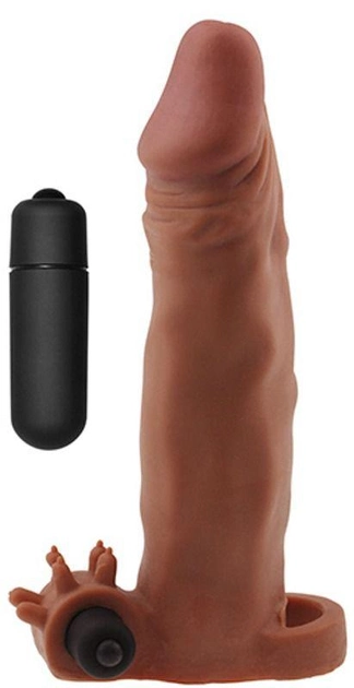 Насадка на пеніс з вібрацією Pleasure X-Tender Series Perfect for 5-6.5 inches Erect Penis колір коричневий (+18913014000000000) - зображення 1