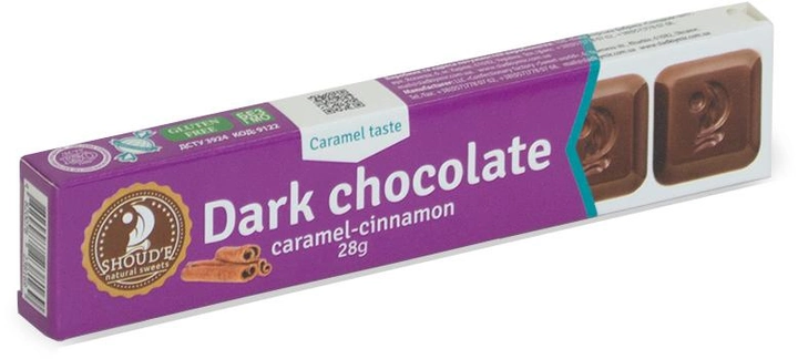 Упаковка шоколада темного SHOUD'E карамель-корица 28 г х 16 шт (4820078238169) 