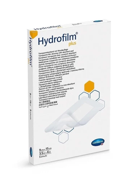 Повязка пленочная прозрачная с абсорбирующей подушечкой Hydrofilm Plus 9х15см 1шт - изображение 1