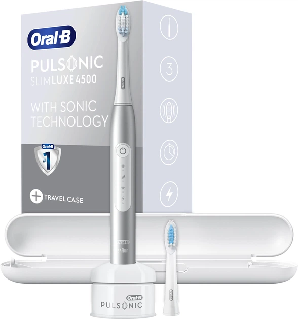 Szczoteczka elektryczna do zębów Oral-b Braun Pulsonic Slim Luxe 4500 Srebro (4210201396406) - obraz 13