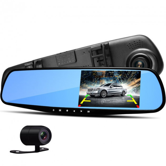 Видеорегистратор зеркало с камерой заднего вида 2 камеры Vehicle Blackbox DVR Plus Full HD (D-2019090513) - изображение 1