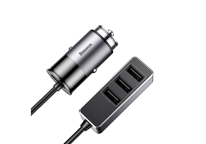 Адаптер автомобільний BASEUS CCTON-0G 4USB, 5.5 A, сірий - зображення 6