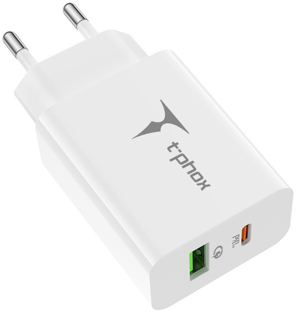 Сетевое зарядное устройство T-phox Speedy 20W 2Ports Type-C+USB Charger ...