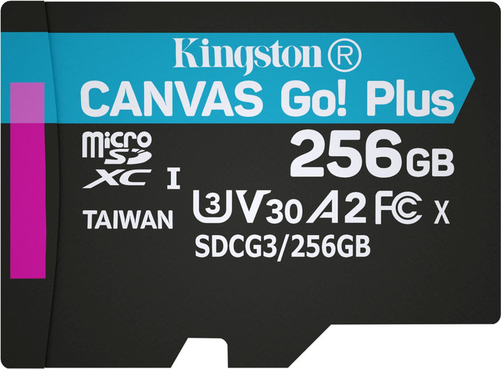 Карта памяти Kingston MicroSDXC 256GB Canvas Go! Plus Class 10 UHS-I U3 V30 A2 (SDCG3/256GBSP) - изображение 1