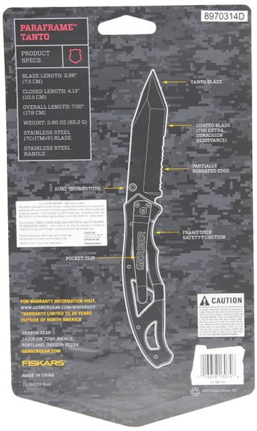 Нож складной карманный Gerber Paraframe 31-001731 (Frame lock, 73/177 мм) - изображение 2