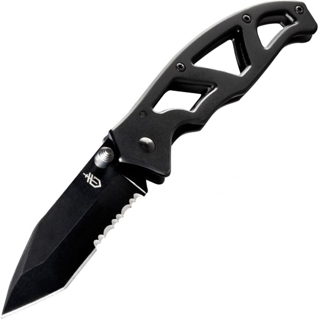 Нож складной Gerber Paraframe 2 Tanto полусеррейтор (длина: 207мм, лезвие: 89мм, черное), черный - изображение 1