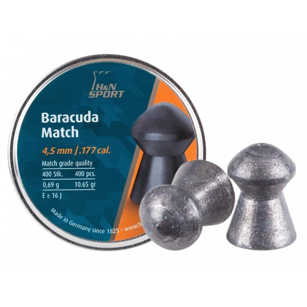 Пули для пневматики H&N Baracuda Match (4.51мм, 0.69г, 400шт) - изображение 1