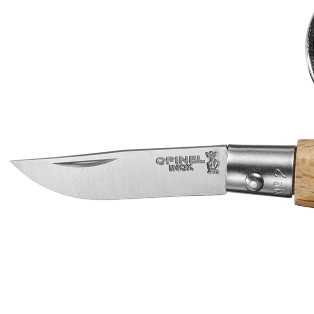 2 в 1 ніж складаний + Opinel брелок Keychain №2 Inox (довжина: 80мм лезо: 35мм) граб - зображення 2