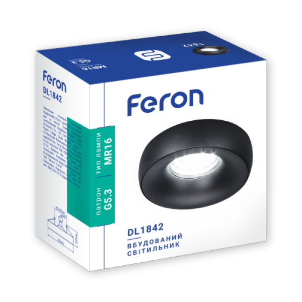 Встраиваемый светильник Feron DL1842 черный матовый (40041) - изображение 2
