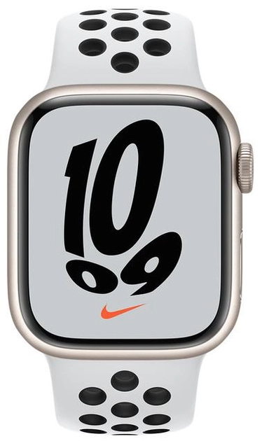 Смарт-часы Apple Watch Series 7 Nike GPS 41mm Starlight Aluminium Case with Pure Platinum/Black Nike Sport Band (MKN33) - изображение 2