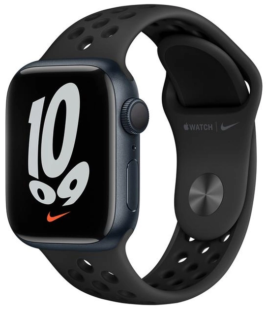 Смарт-часы Apple Watch Series 7 Nike GPS 41mm Midnight Aluminium Case with Anthracite/Black Nike Sport Band (MKN43) - изображение 1