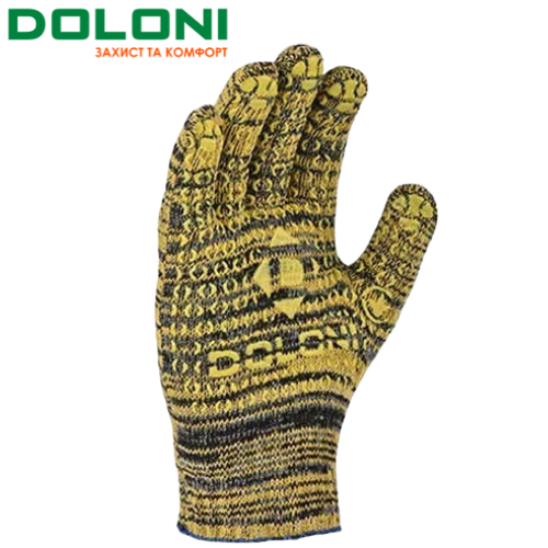 Рукавички робочі трикотажні з ПВХ крапкою 10 клас Doloni Universal жовті 4242 - Фото 1 Рукавички робочі трикотажні з ПВХ крапкою 10 клас Doloni Universal жовті 4242 - зображення 1