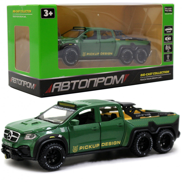 Машинка металлическая 7584 Mercedes-Benz Pickup Design 1:32 АВТОПРОМ (Зеленый) - Фото 1 Машинка металлическая 7584 Mercedes-Benz Pickup Design 1:32 АВТОПРОМ (Зеленый) - зображення 1