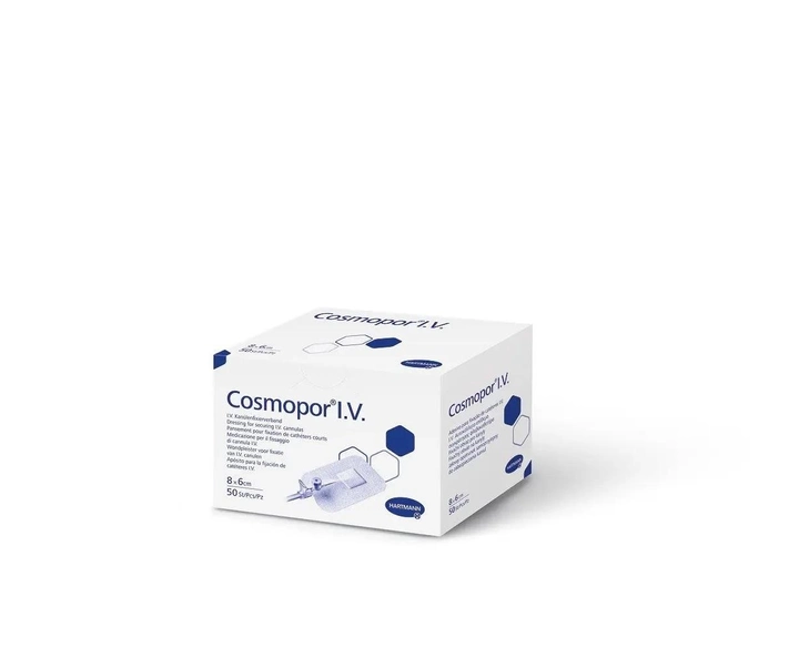 Пов’язка пластирна для фіксації канюль Cosmopor® I.V. 8см х 6см 1шт - зображення 2