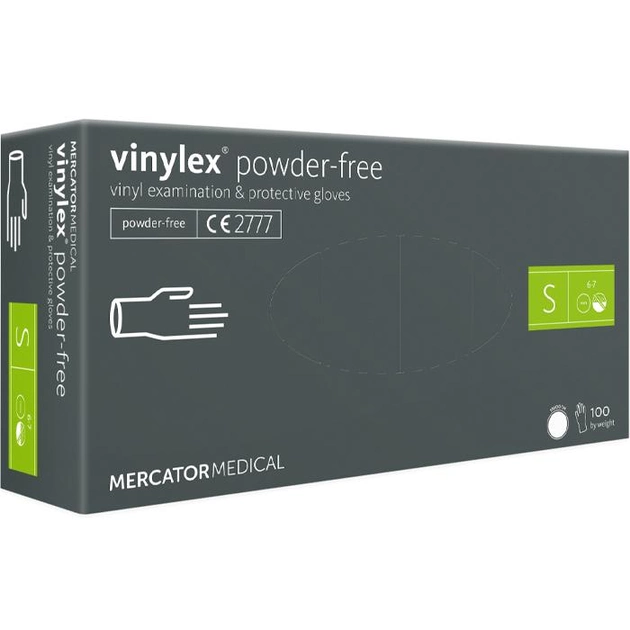 Перчатки виниловые MERCATOR Vinylex Powder-Free неопудренные, размер S, 100 шт - изображение 1