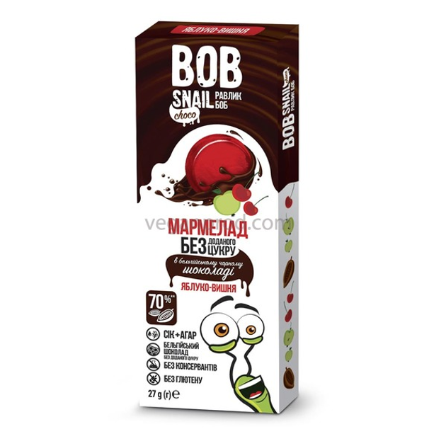 Натуральный мармелад Яблоко-вишня в черном шоколаде Bob Snail- Равлик ...