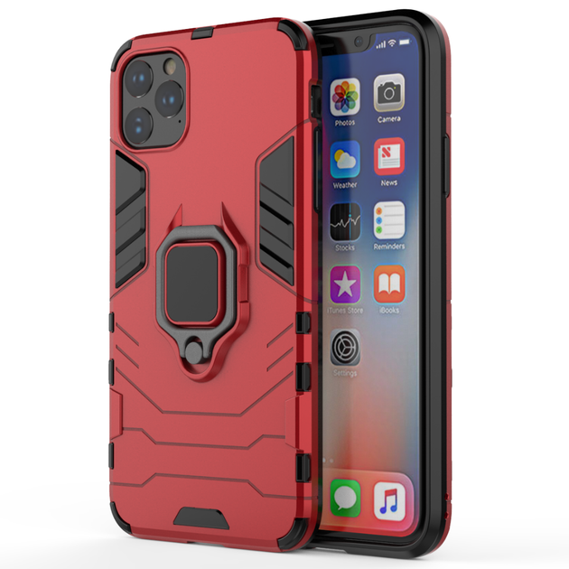 Чохол Ring case для Apple Iphone 11 Pro Max броньований бампер з кільцем червоний - Фото 2 Чохол Ring case для Apple Iphone 11 Pro Max броньований бампер з кільцем червоний - зображення 2