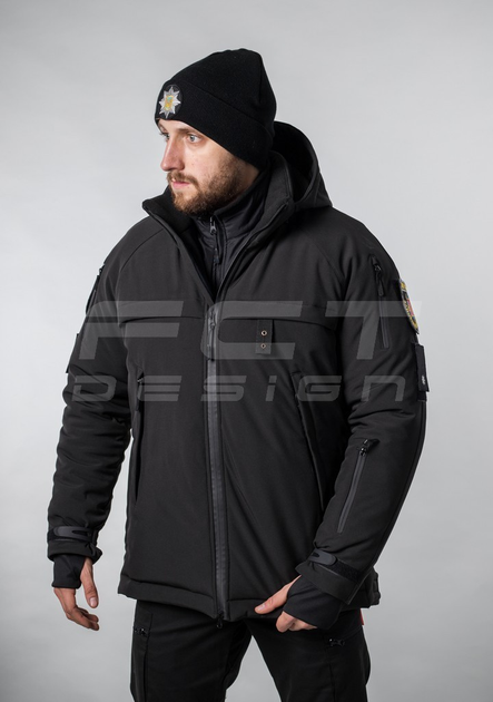 Куртка тактична FCTdesign зимня Патрол Софтшелл 56-58 чорна - зображення 2