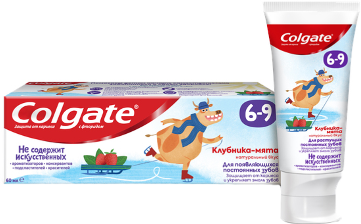 Детская зубная паста Colgate с фторидом Клубника-мята от 6 до 9 лет 60 ...