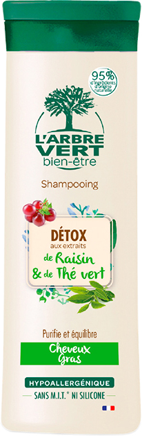 Акція на Детокс-шампунь L'Arbre Vert для жирного волосся з екстрактами винограду та зеленого чаю 250 мл від Rozetka