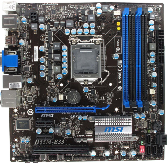 Материнская плата Socket 1156 MSI H55M-E33 ( MS-7636 VER 1.0 ) ( s1156 ...