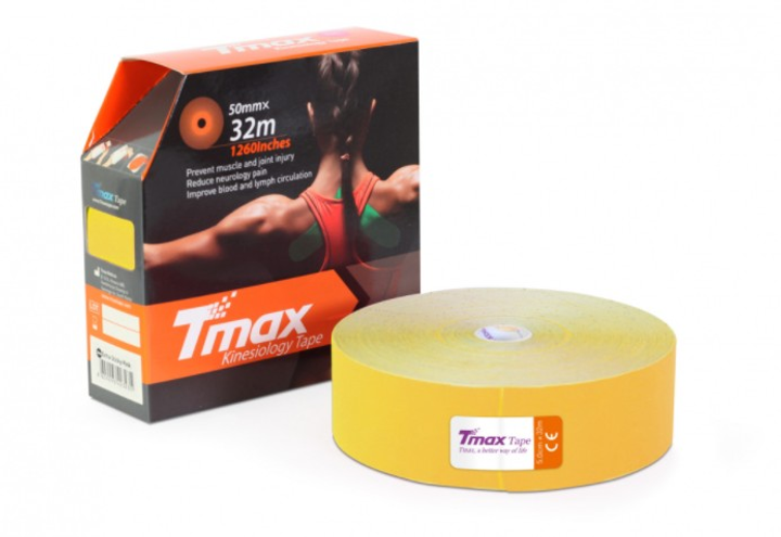 Кинезио тейп Tmax Cotton 5смх32м жовтий - зображення 1