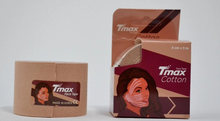 Кинезио тейп Tmax Face Tape бавовна 5смх5м бежевий - зображення 1