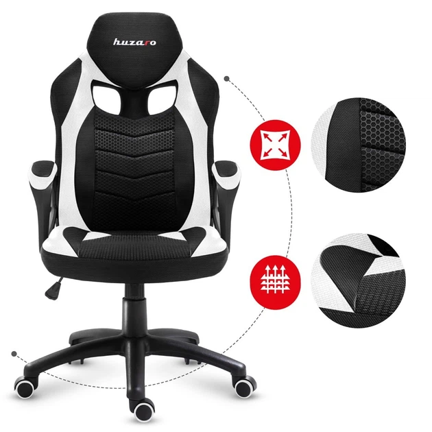 Кресло геймерское компьютерное Подростковое HUZARO FORCE 2.5 White ...