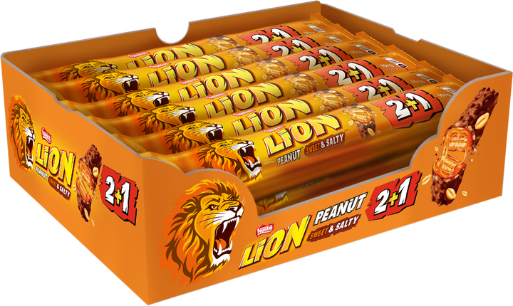 Акція на Упаковка батончиків Lion Nestle Арахіс 2+1 90 г х 24 шт від Rozetka