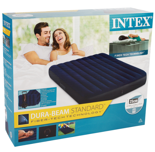 Велюровий надувний матрац для відпочинку та сну Intex подвійний з подушками та насосом 152х203х25 см 64765 - зображення 5
