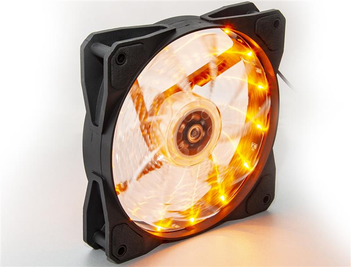 Вентилятор Frime Iris LED Fan 15LED Yellow (FLF-HB120Y15); 120х120х25мм, 3-pin+4-pin - изображение 1
