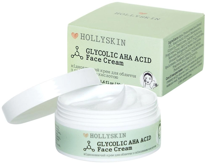 Крем для лица Hollyskin Glycolic AHA Acid Face Cream с гликолевой кислотой 50 мл (4823109700628) 