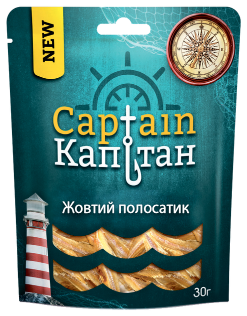 Жовтий полосатик Капітан солоно-сушений 30 г - Фото 1 Жовтий полосатик Капітан солоно-сушений 30 г - изображение 1