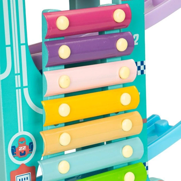 Дерев'яний швидкісний спуск Ecotoys ксилофон + 6 машинок (ME115) (5903769970568) - зображення 5