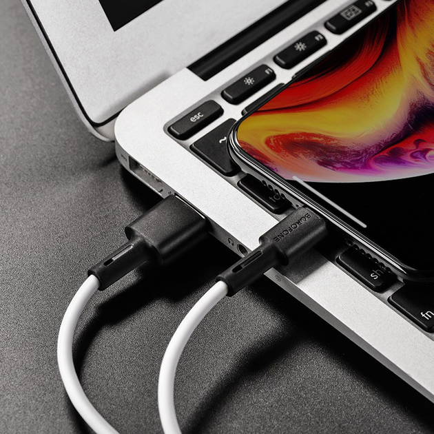 Кабель зарядки BOROFONE BX31 (2.4A) (1M) та синхронізації для Apple Lightning to USB для iOS пристроїв iPhone Білий - изображение 2