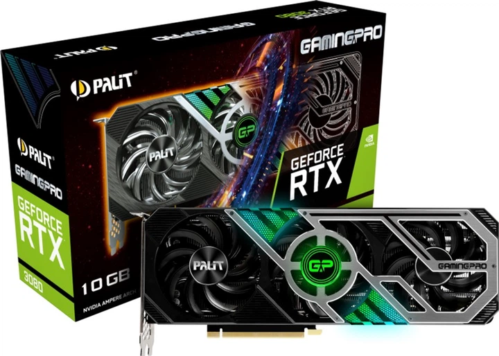 Видеокарта Palit PCI-Ex GeForce RTX 3080 GamingPro LHR 10GB GDDR6X