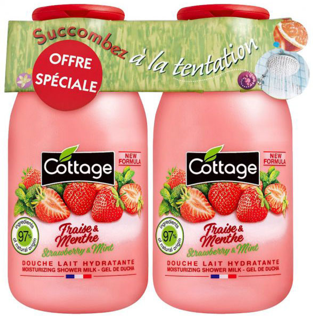 Акція на Набір Cottage Strawberry & Mint Молочко для душу 2 шт. х 250 мл від Rozetka