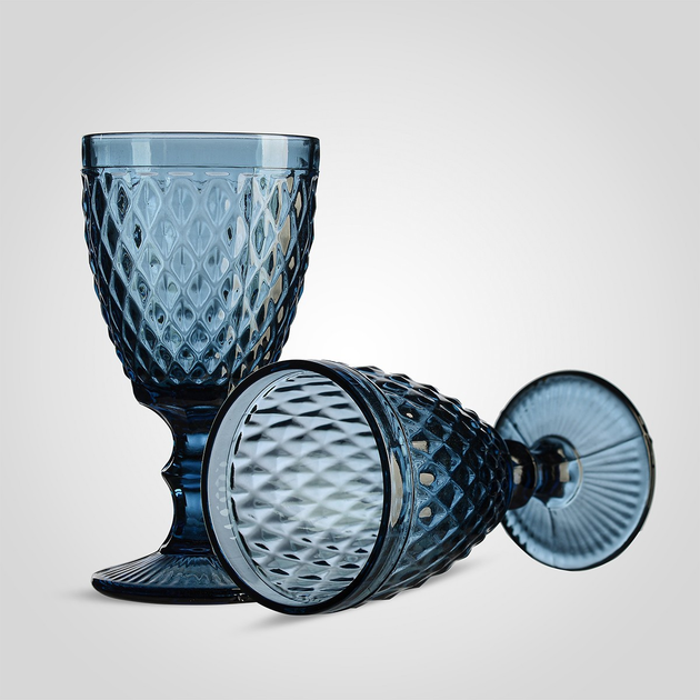 Набор бокалов для вина из цветного стекла Glassware 6 шт 300 мл Синий ...
