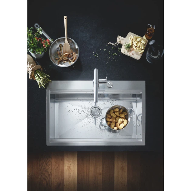 GROHE Мийка для кухні 1024 x 560 мм, 1 чаша, матова, в рівень зі стільницею (31586SD0) - изображение 13