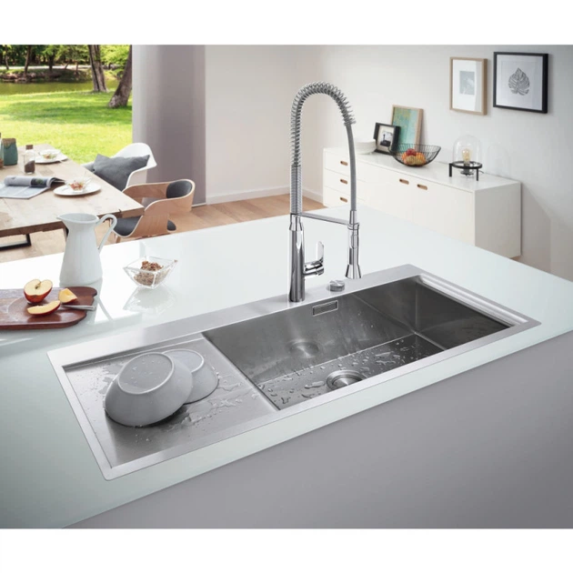GROHE Мийка для кухні 1160 x 520 мм, 1 чаша, матова, в рівень зі стільницею (31582SD0) - изображение 4