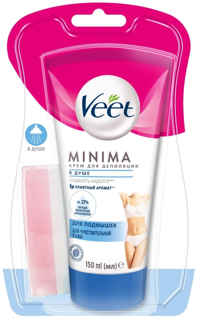 Крем для депиляции в душе Veet Minima для чувствительной кожи 150 мл (4680012390984) – в интернет-магазине ROZETKA