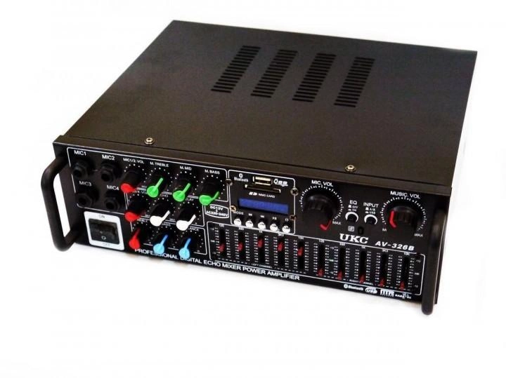 Усилитель звука UKC AMP AV 326BT/ 3295 с функцией караоке 2 х 120 W + SD/MMC Черный - изображение 1