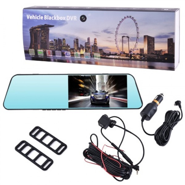 Автомобильный видеорегистратор-зеркало 1031, LCD 4.3, 2 камеры, 1080P .